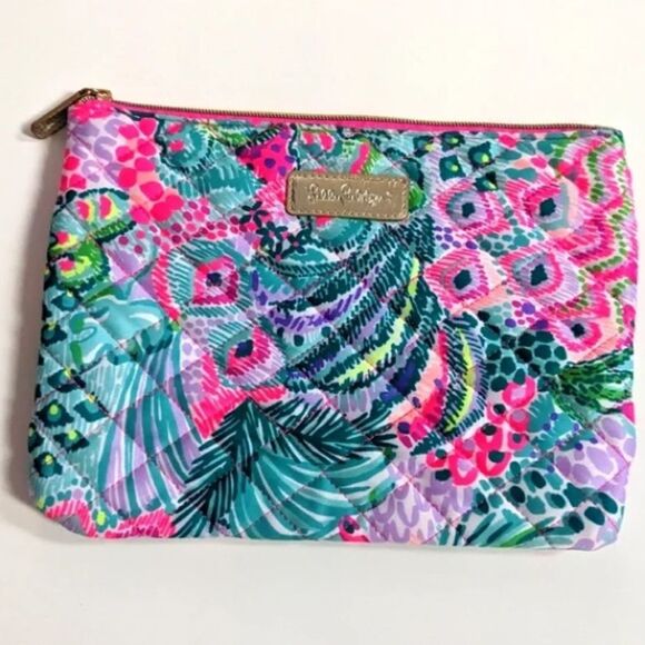 NWOT Lilly Pulitzer New Bright Floral Zip Top Quilted Pouch - Picture 3 of 3